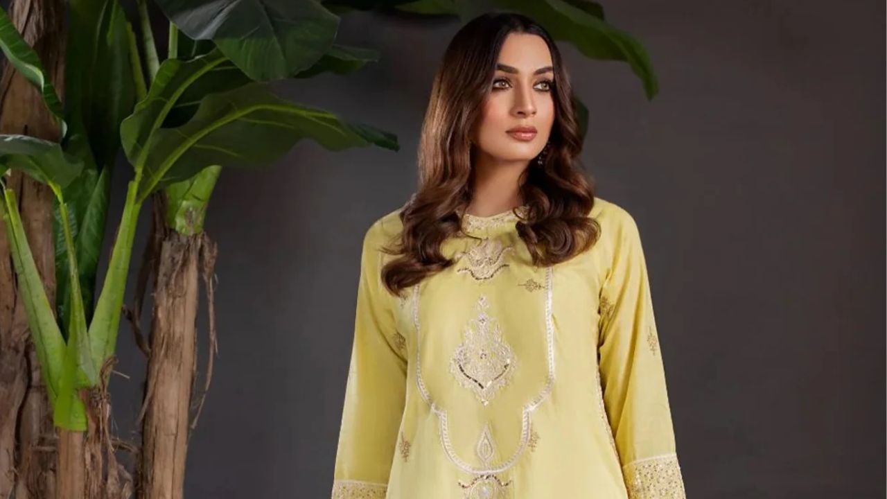 white christmas dresses Stylish Designer Lawn Dress|Dhaga Embroidery& Patches Work – Nameera by  Farooq main image 1