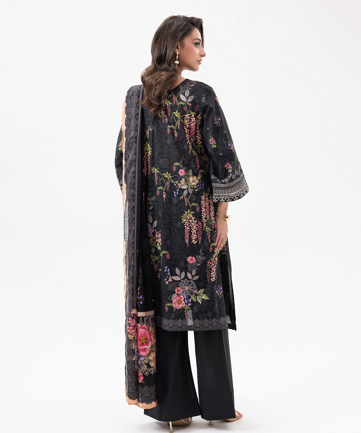 Women Printed Embroidered 3 Piece Suit - UDE201