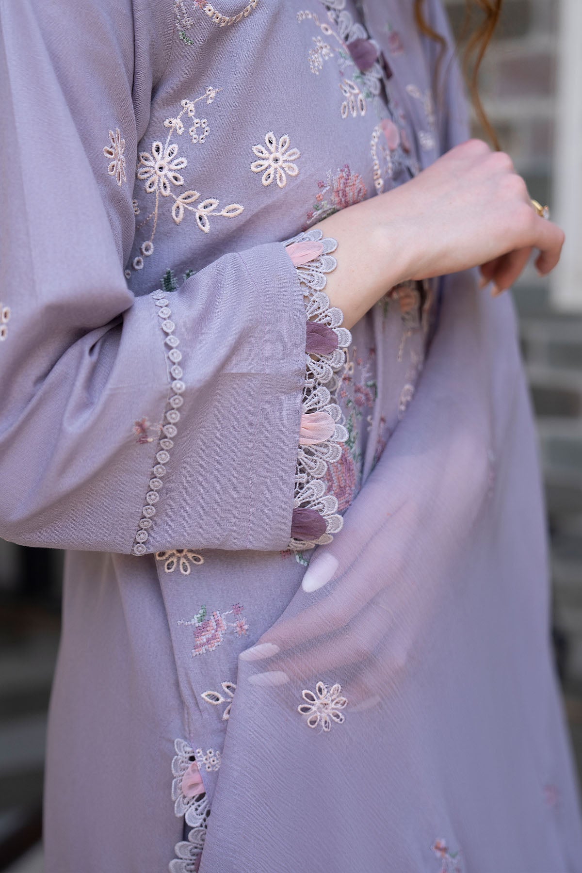 Women Solid Embroidered 3 Piece Suit - ATY005