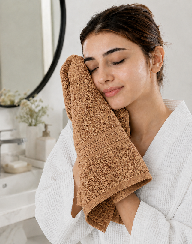3 Piece Face Towel Set | Light brown
