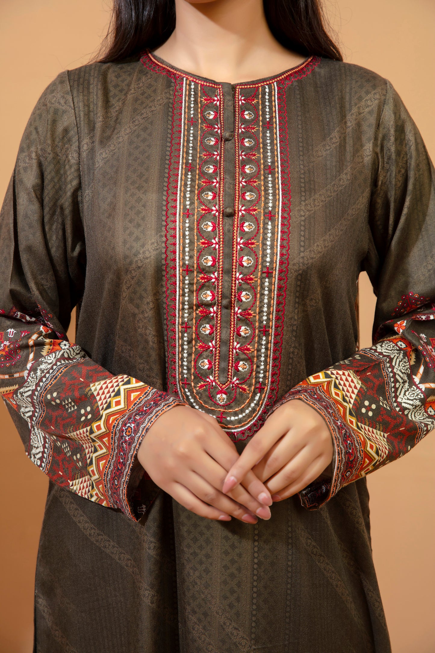 Women Printed Embroidered Shirt - LDS850