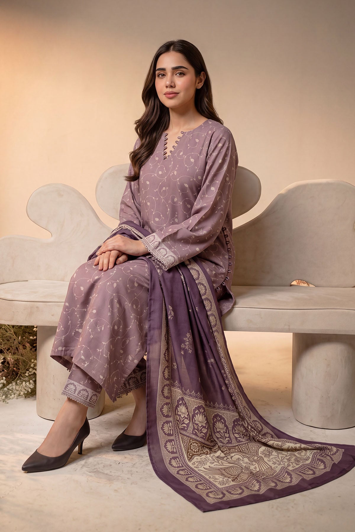 Women 3 Piece Printed Suit - DTD179