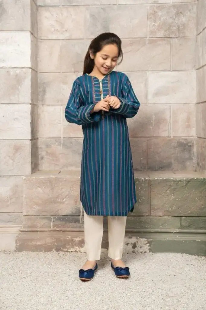 Girls Solid Embroidered Shirt