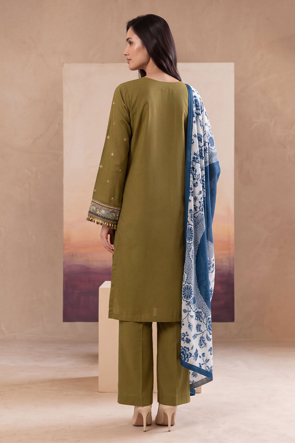 Women 3 Piece Solid Embroidered Suit - LDS2028