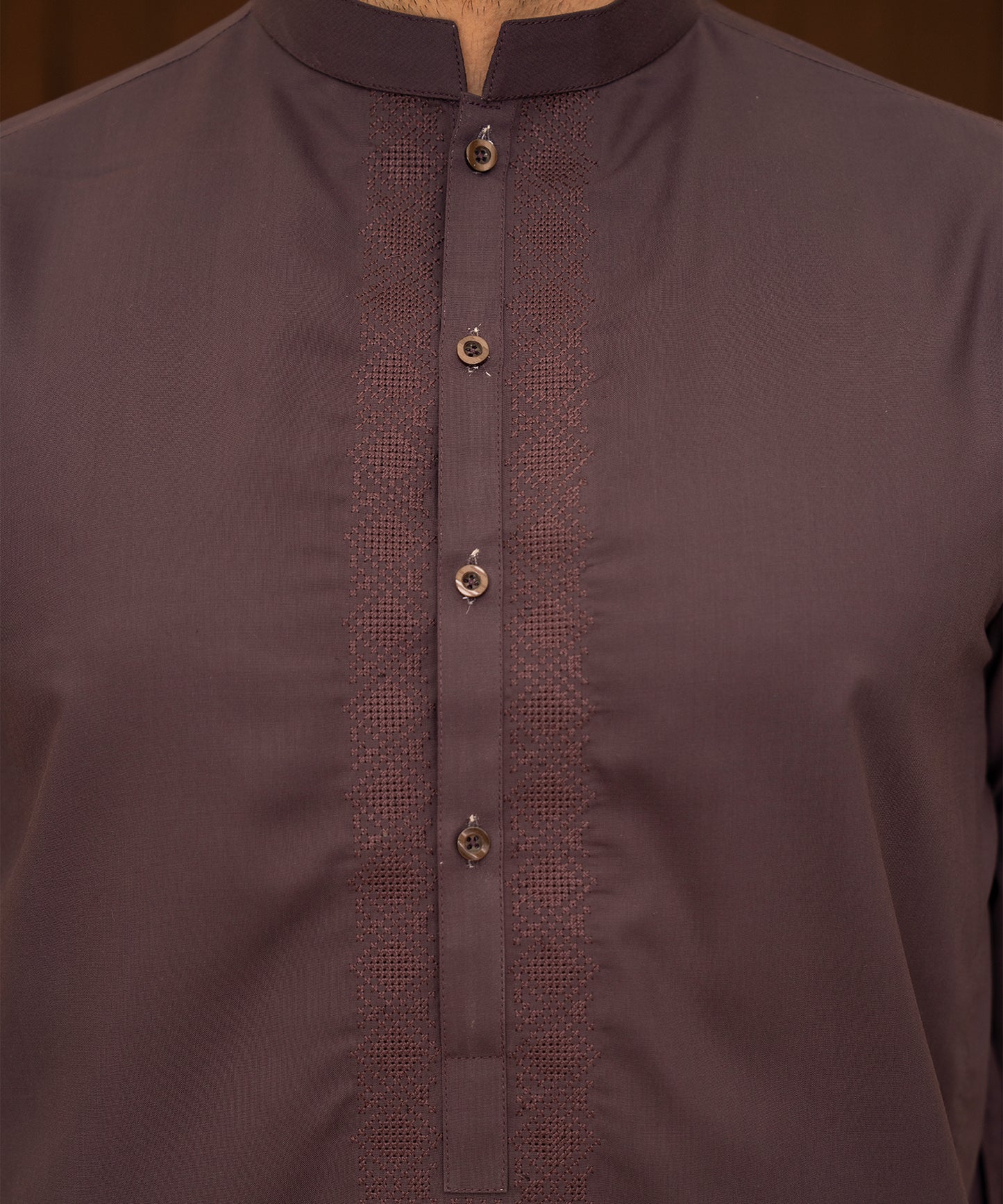 Toyo Bo Embroidered Suit Light Brown Men's Unstitched