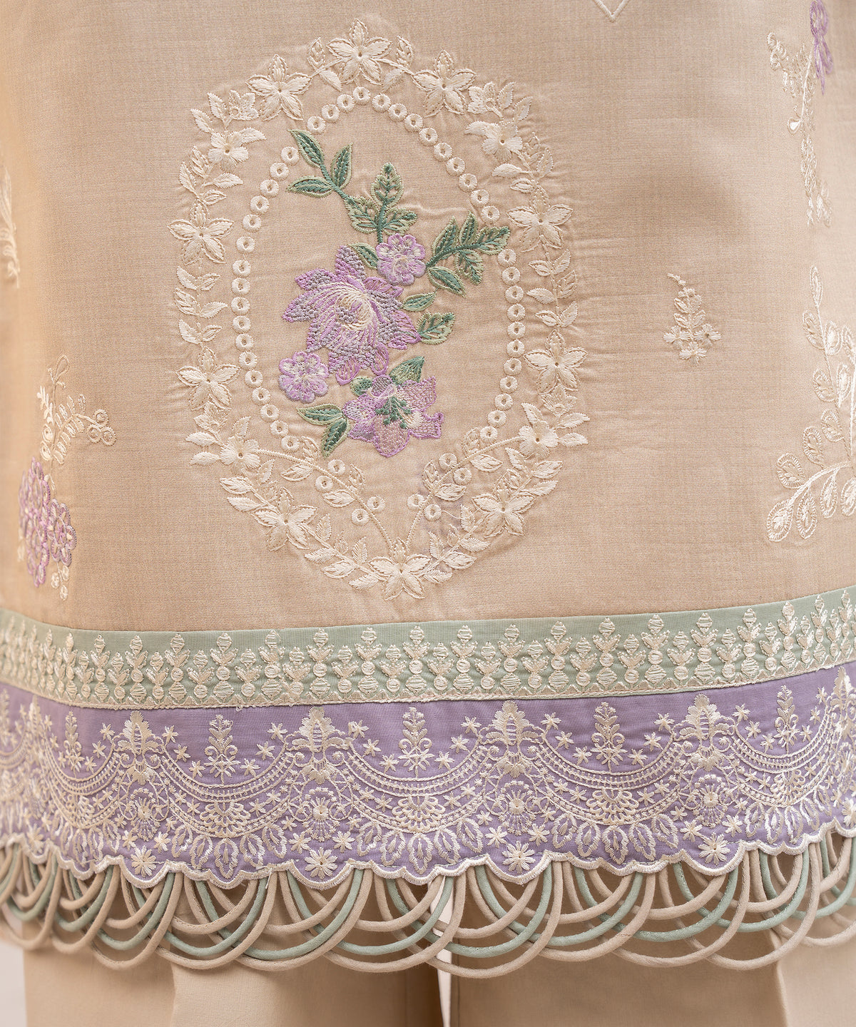 Women Printed Embroidered 3 Piece Suit - CLC647