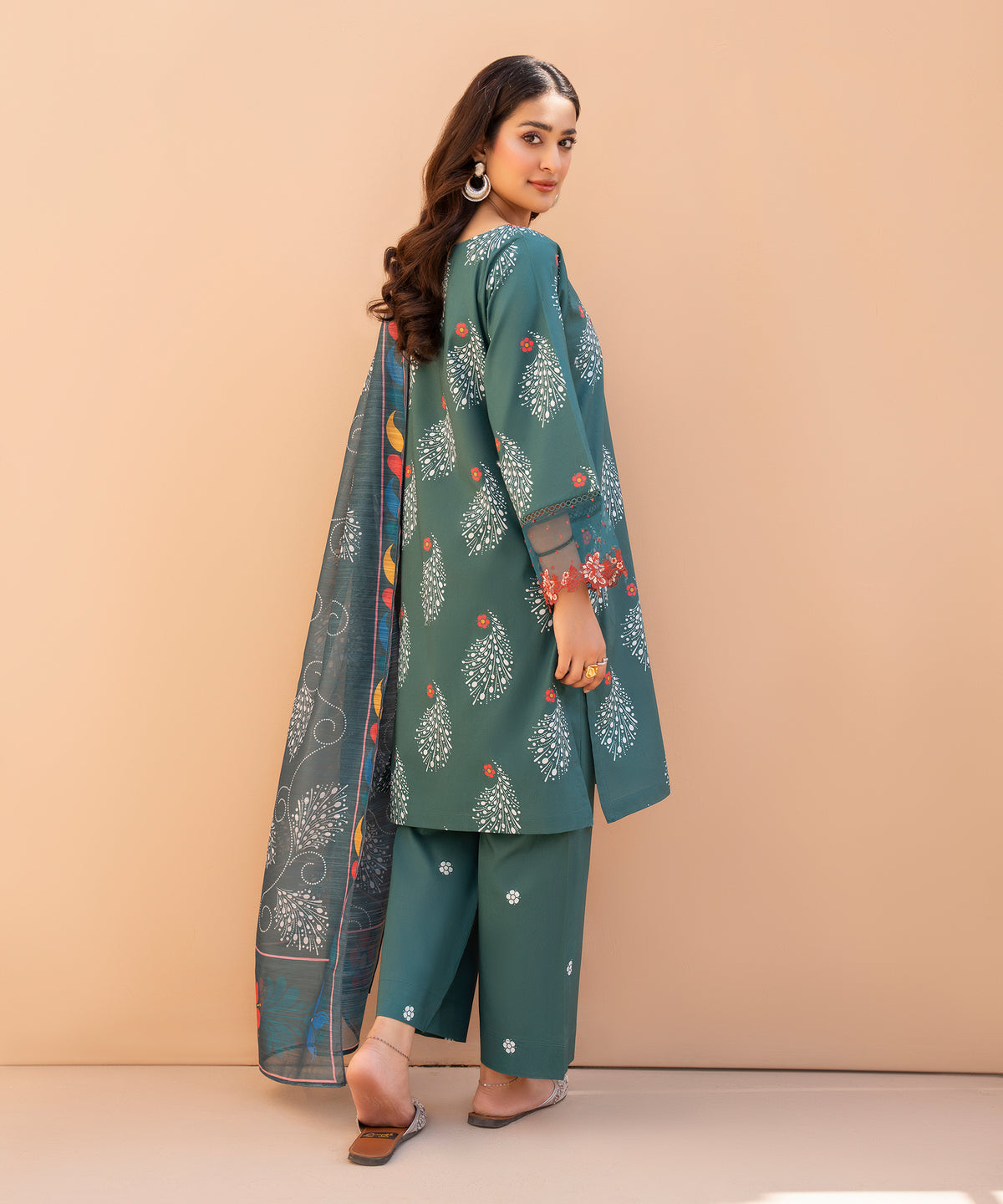 3PC Printed Embroidered Suit - LDS 1329