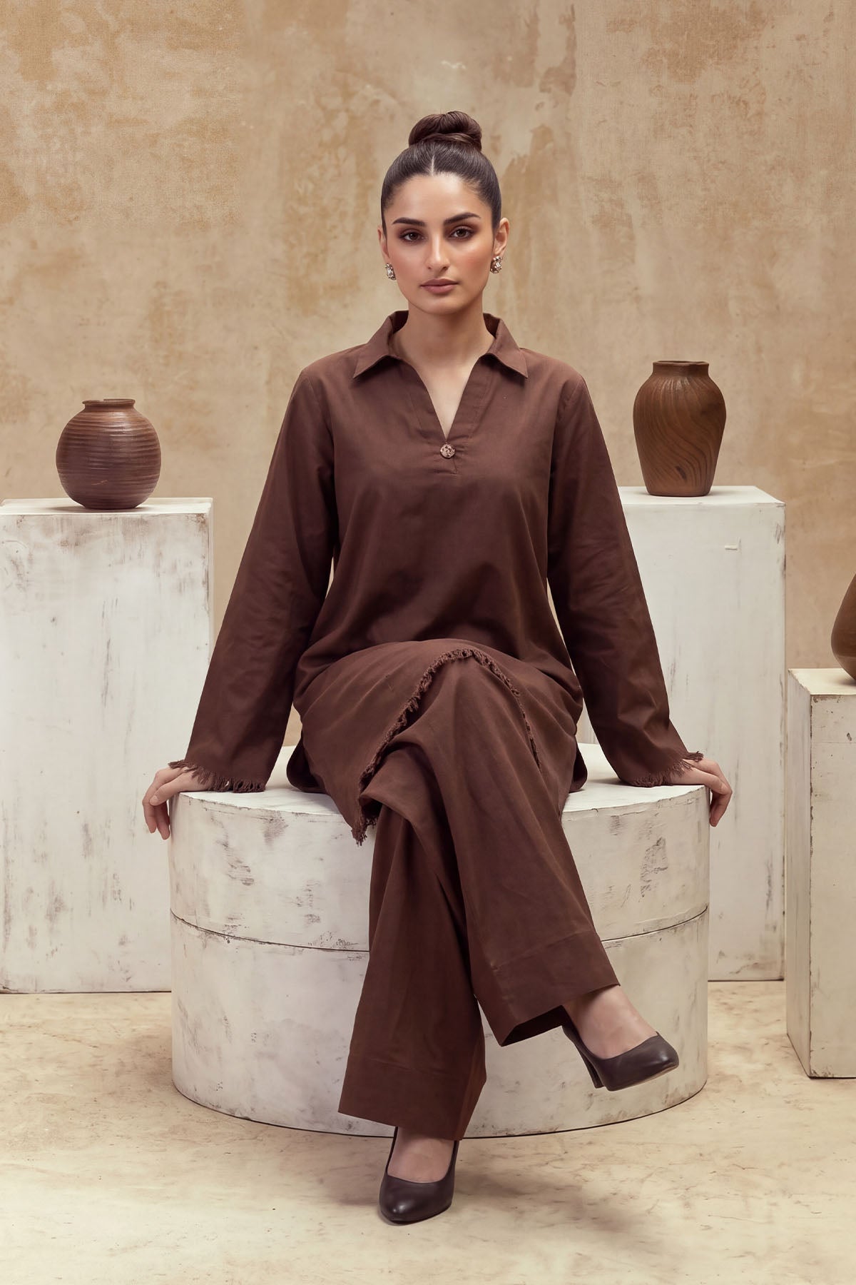Women 2 Piece Solid Suit - LDS2148
