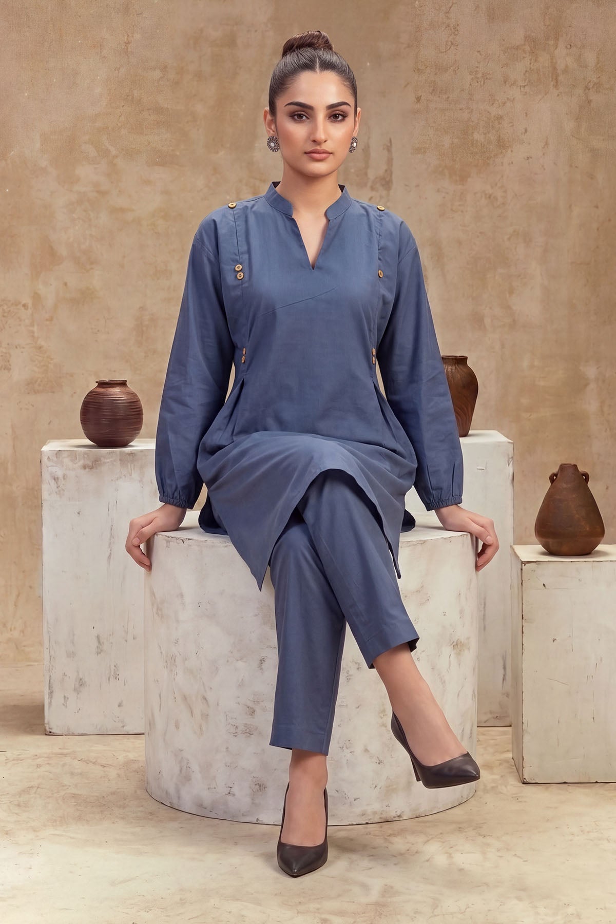 Women 2 Piece Solid Suit - LDS2314