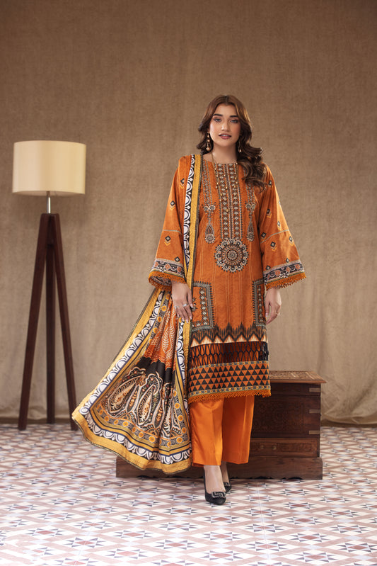 3 Piece RAW SILK Embroidered -101