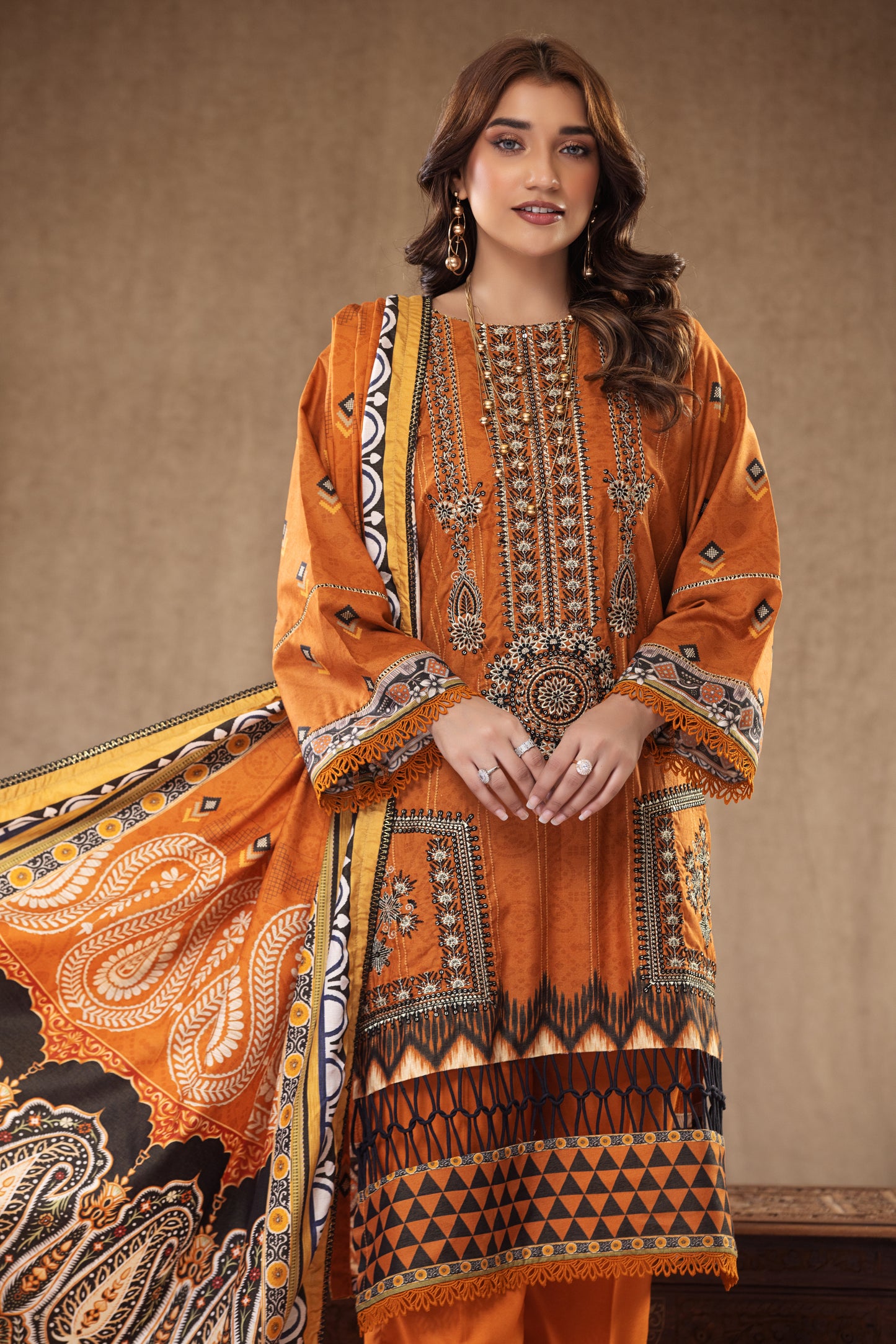 3 Piece RAW SILK Embroidered -101