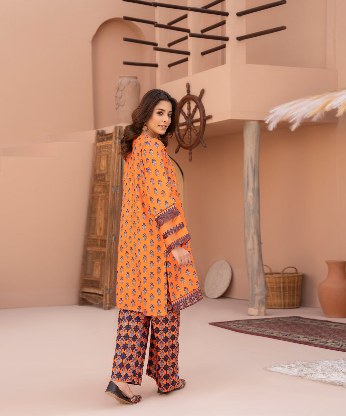 2PC Printed Embroidered Suit - LDS 1029