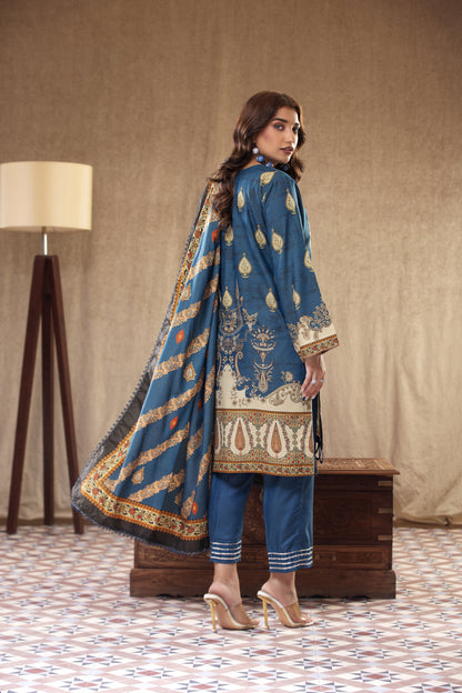 3PC RAW SILK Embroidered -102