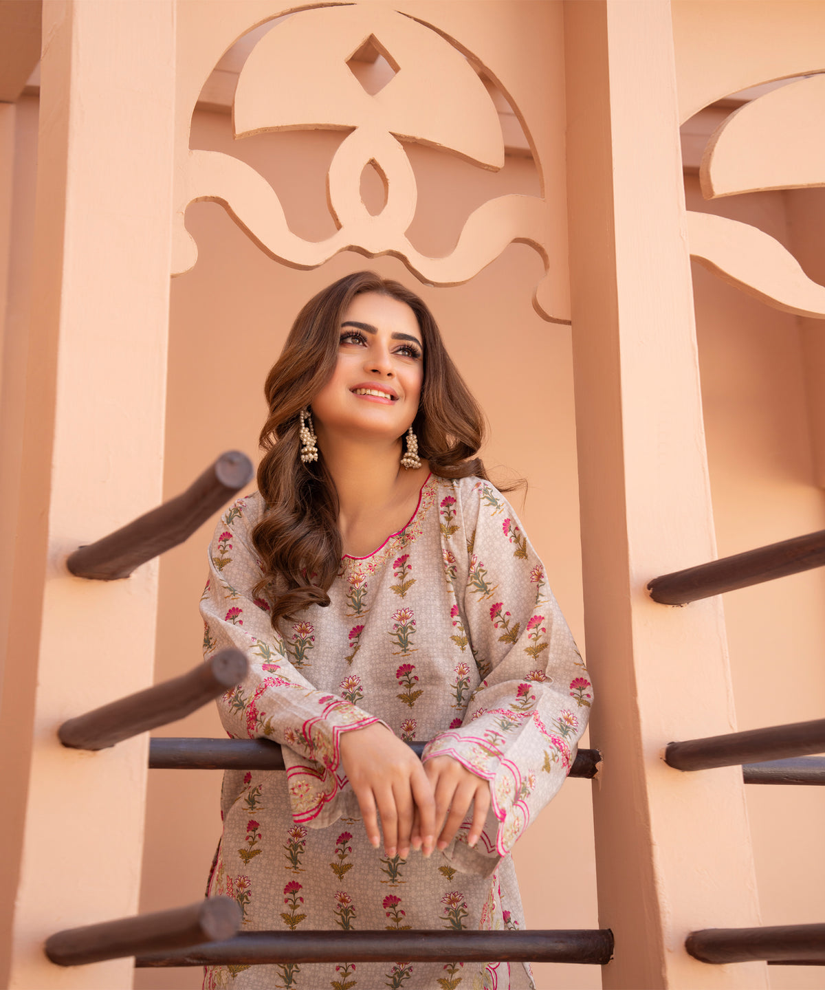 2PC Printed Embroidered Suit - LDS 1032