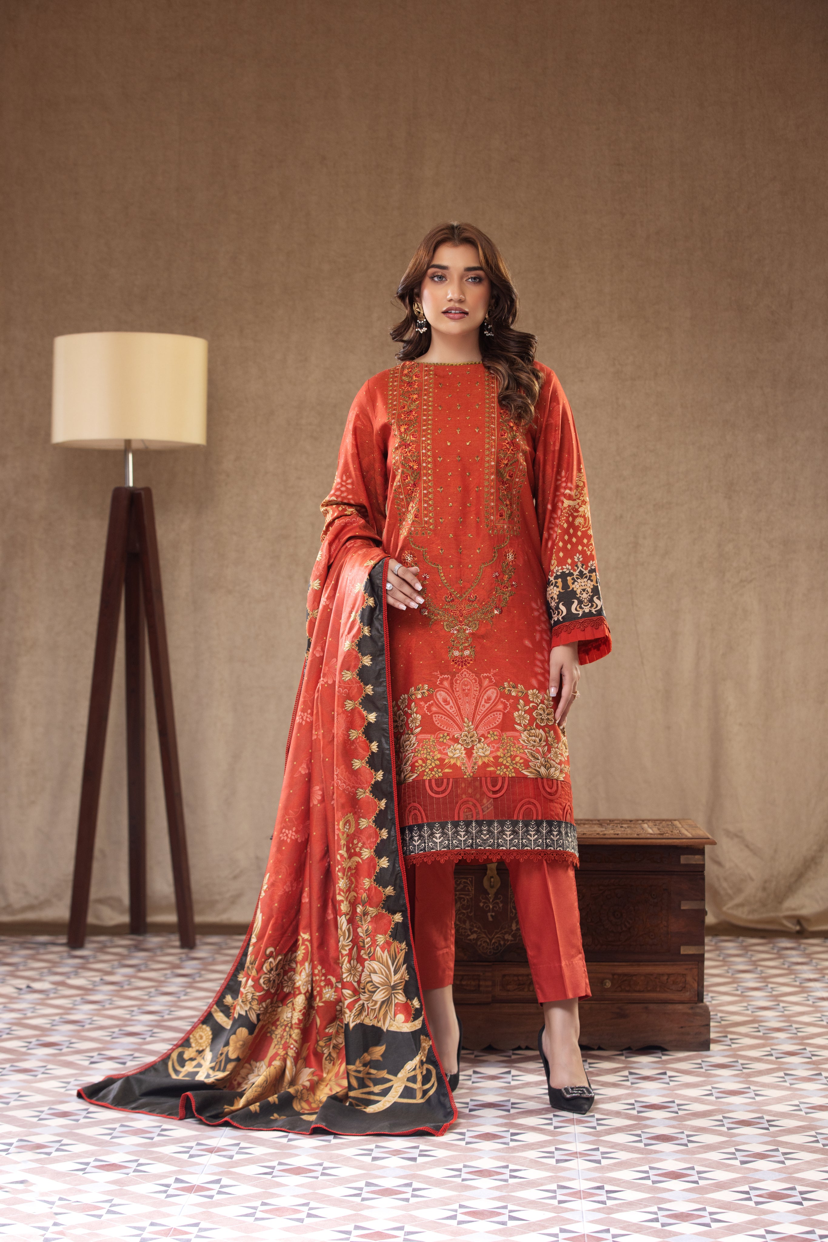 3PC RAW SILK Embroidered -103