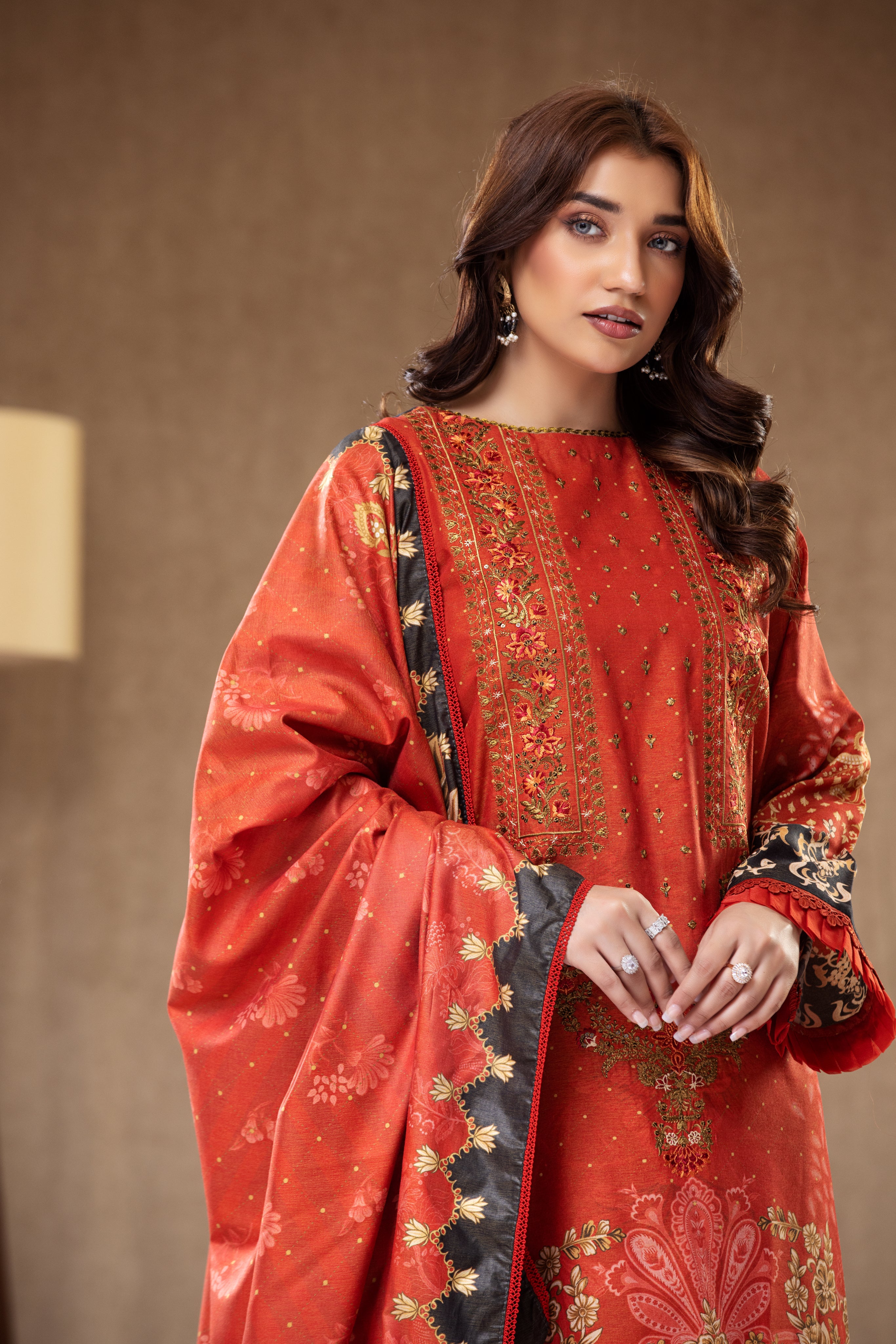 3PC RAW SILK Embroidered -103