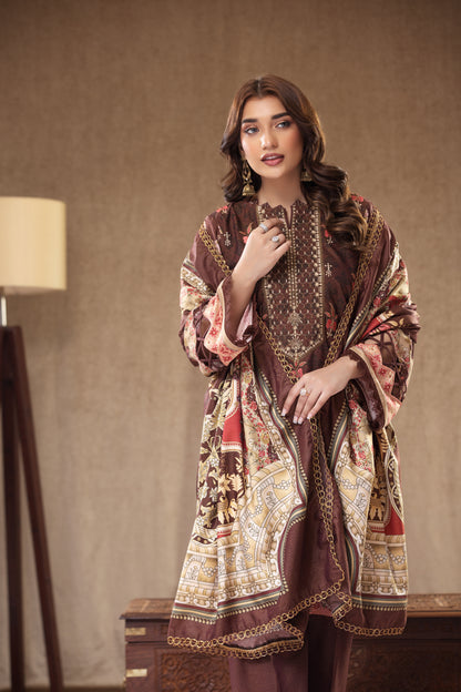3 Piece RAW SILK Embroidered -104