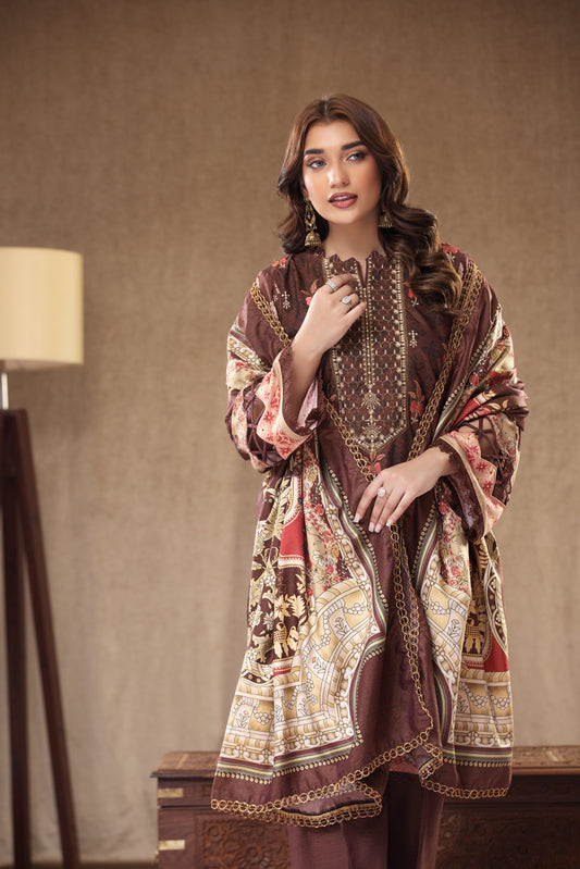3 Piece RAW SILK Embroidered -104