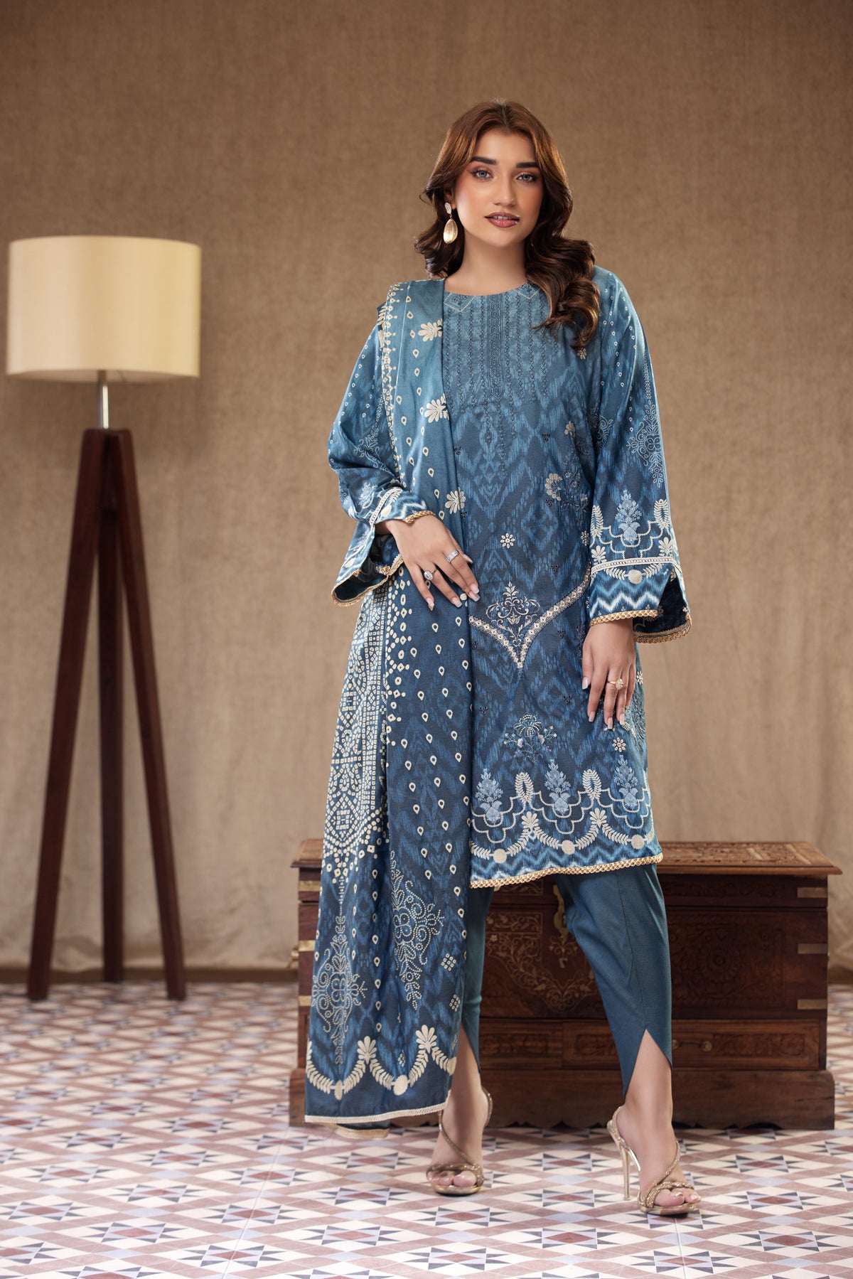 3 Piece RAW SILK Embroidered -105