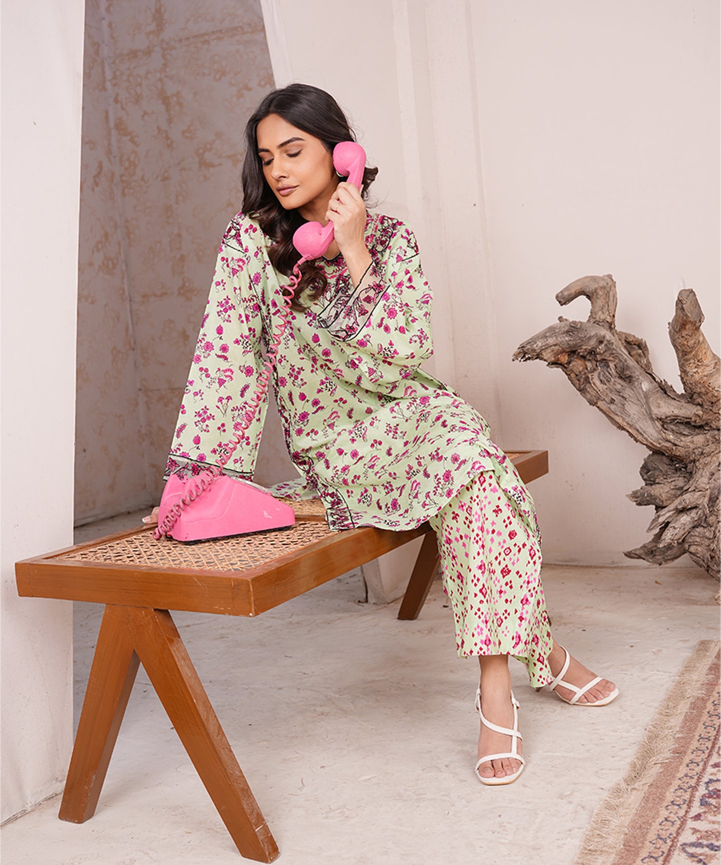 2PC Printed Embroidered Suit - LDS 1069