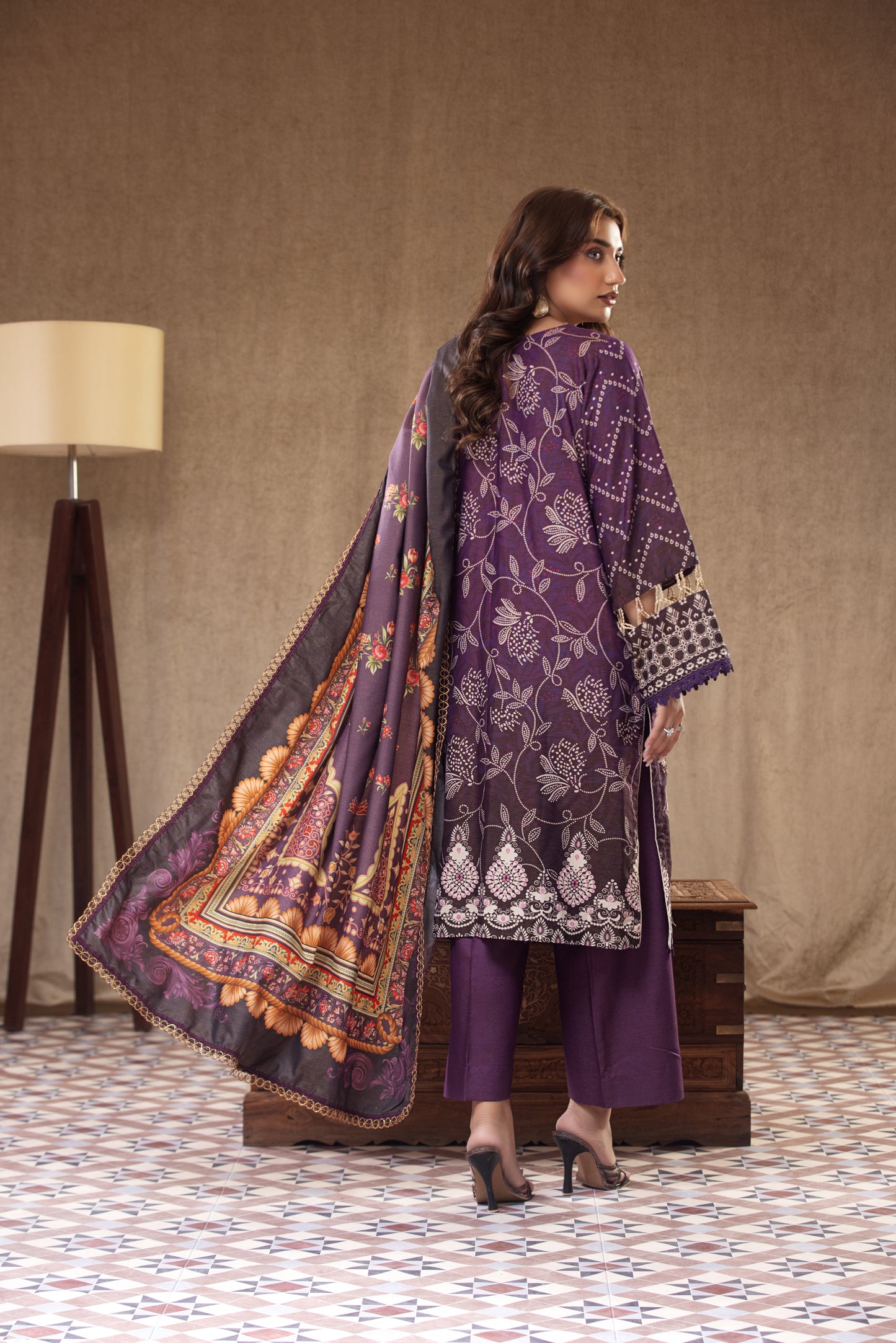 3PC RAW SILK Embroidered -106