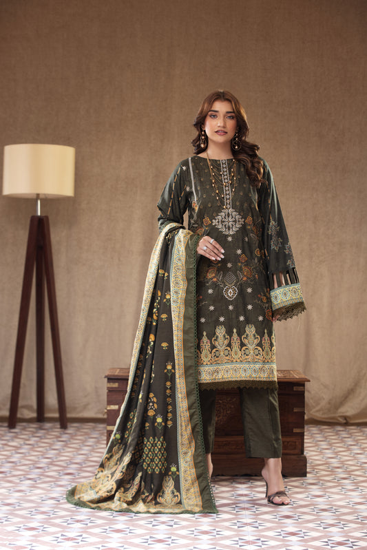 3 Piece RAW SILK Embroidered -107