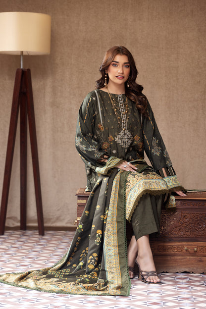 3 Piece RAW SILK Embroidered -107