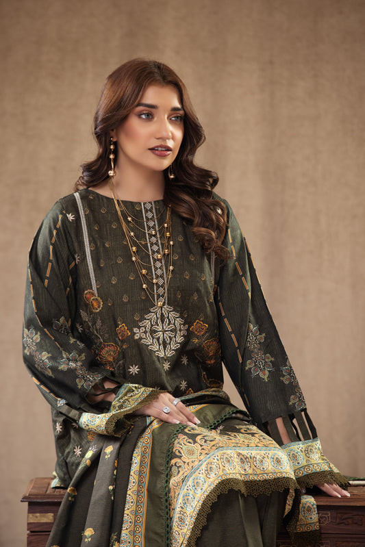 3 Piece RAW SILK Embroidered -107