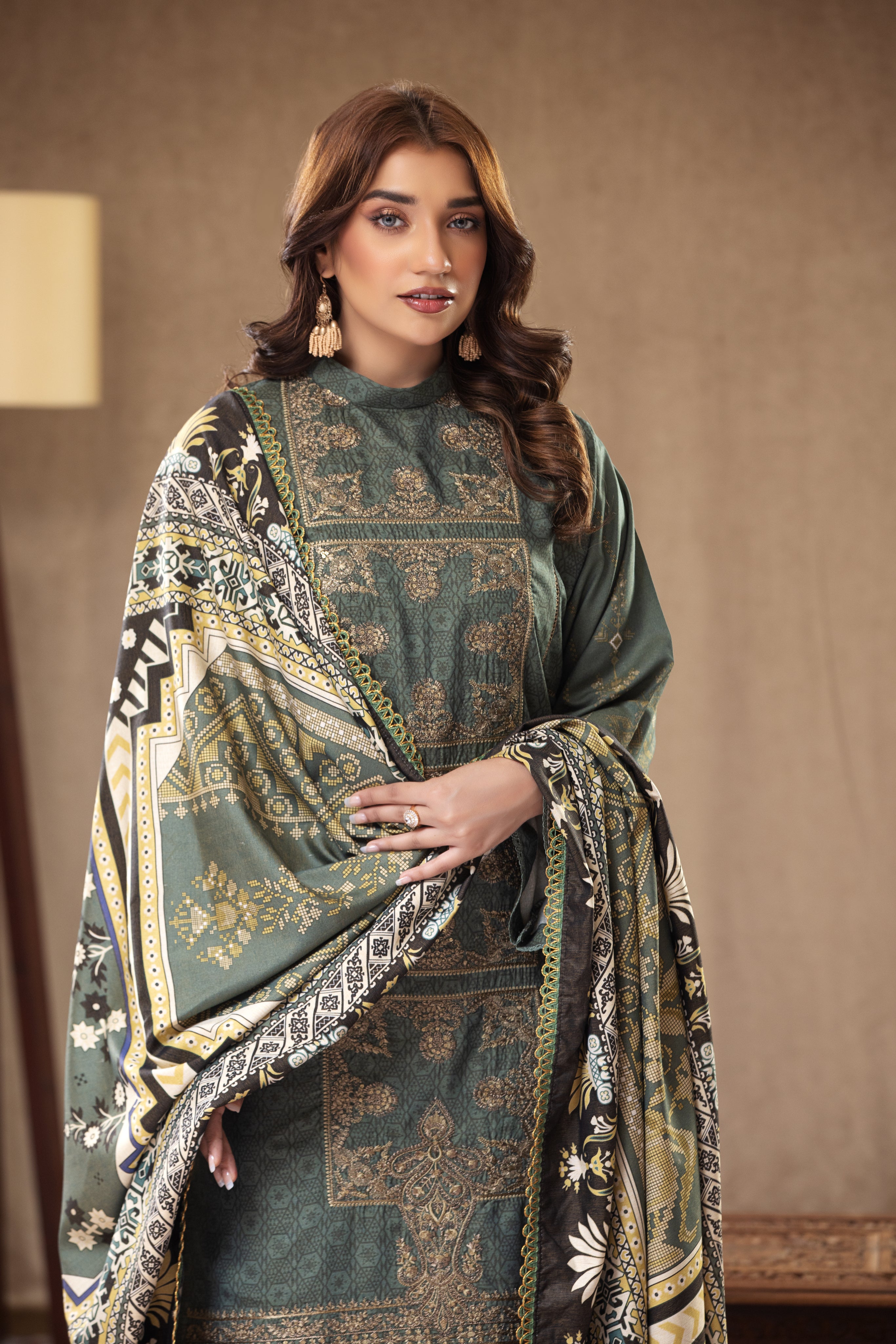 3PC RAW SILK Embroidered -108