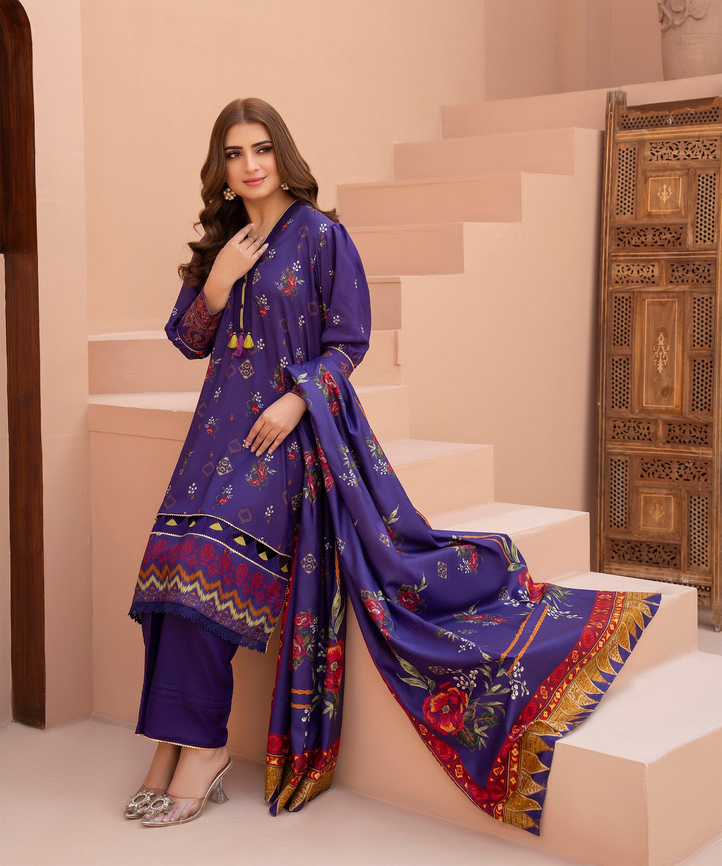 Women Printed 3 Piece Suit  - AND133