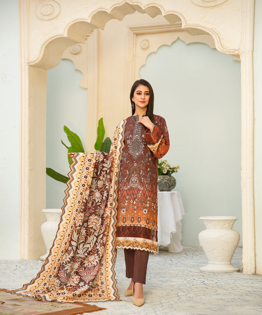 3 Piece Digital Khaddar Embroidered -133