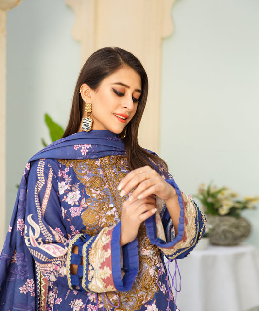 3 Piece Digital Khaddar Embroidered -134