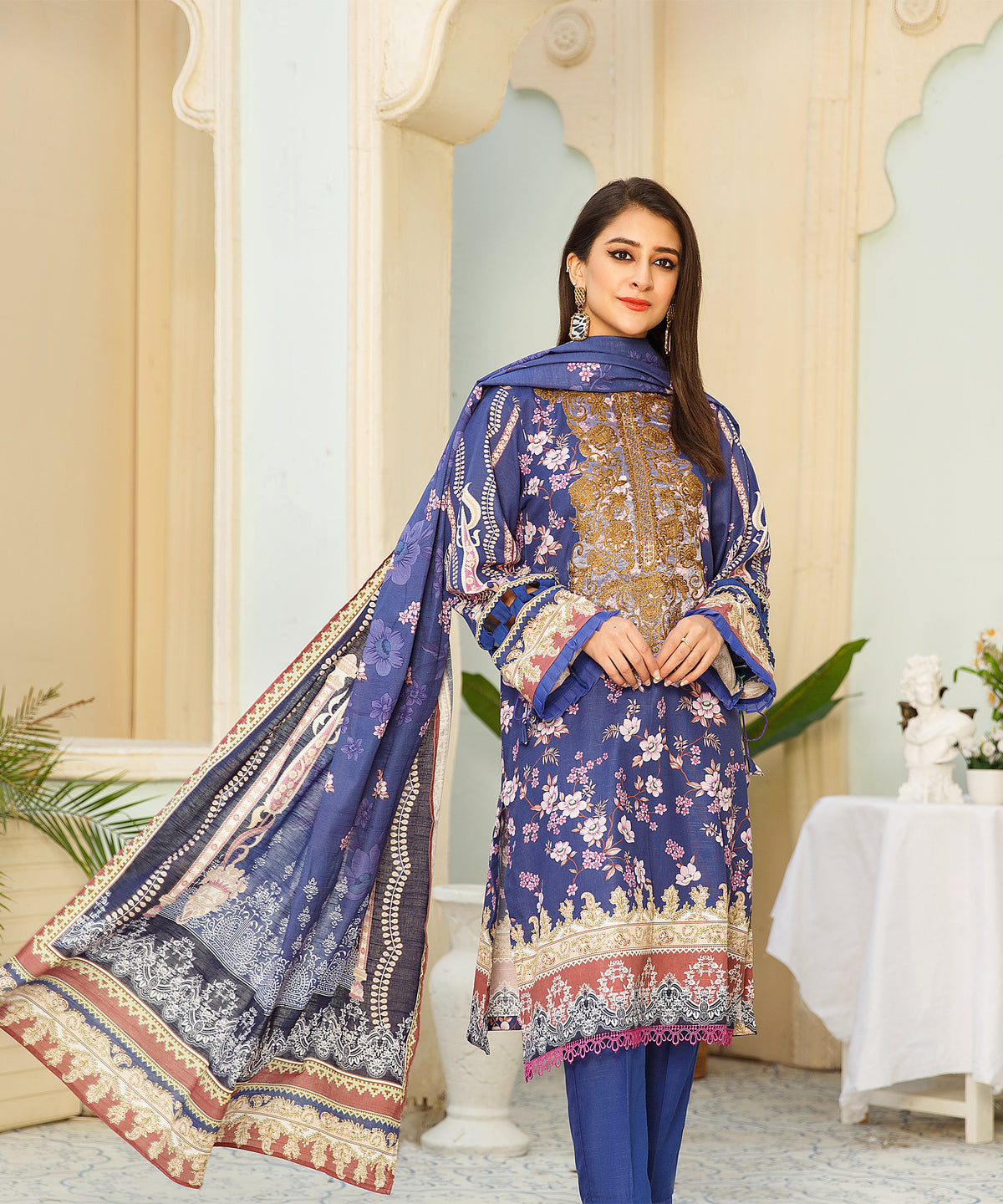 3 Piece Digital Khaddar Embroidered -134