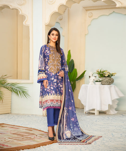 3 Piece Digital Khaddar Embroidered -134