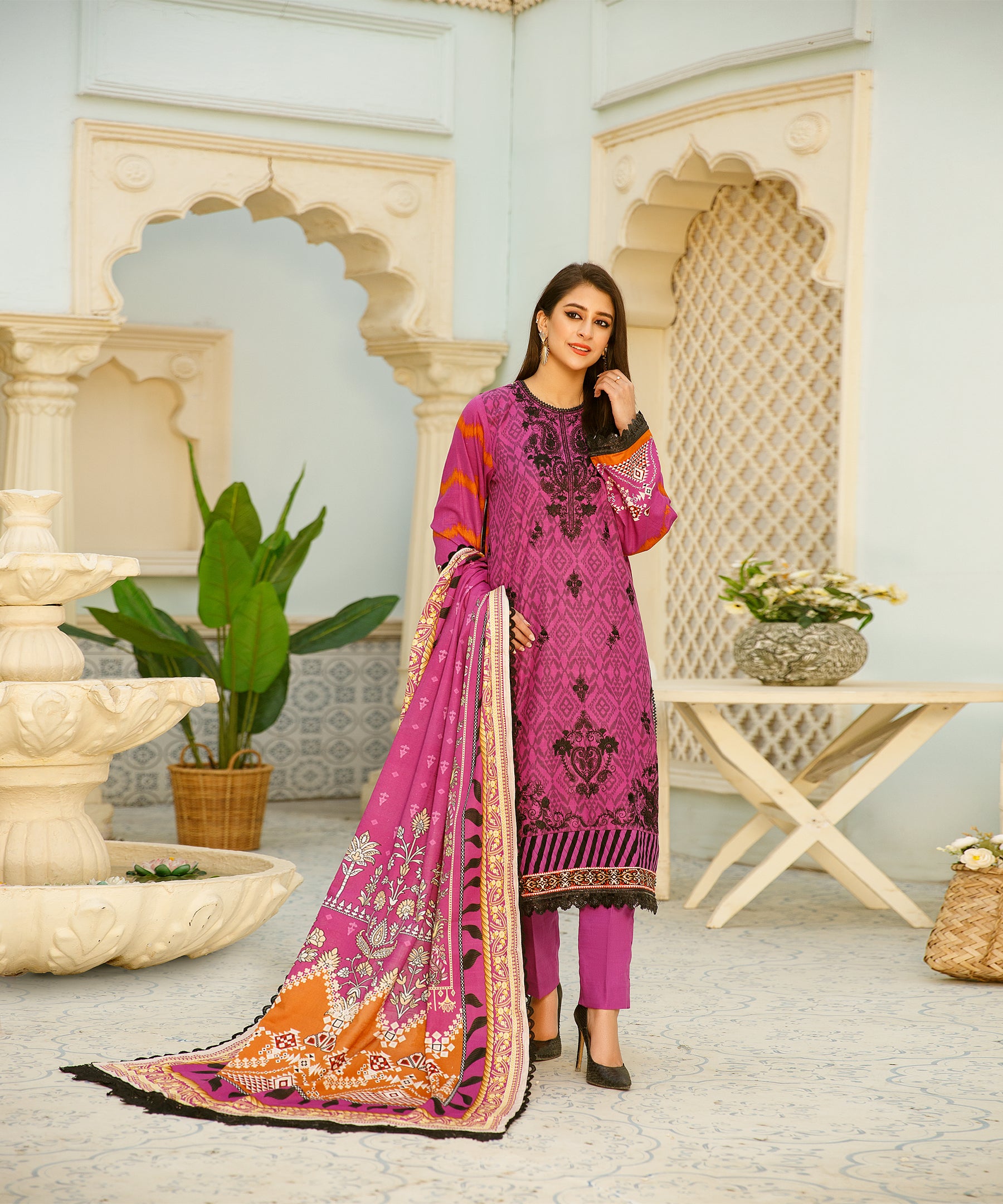 3PC Digital Khaddar Embroidered -136