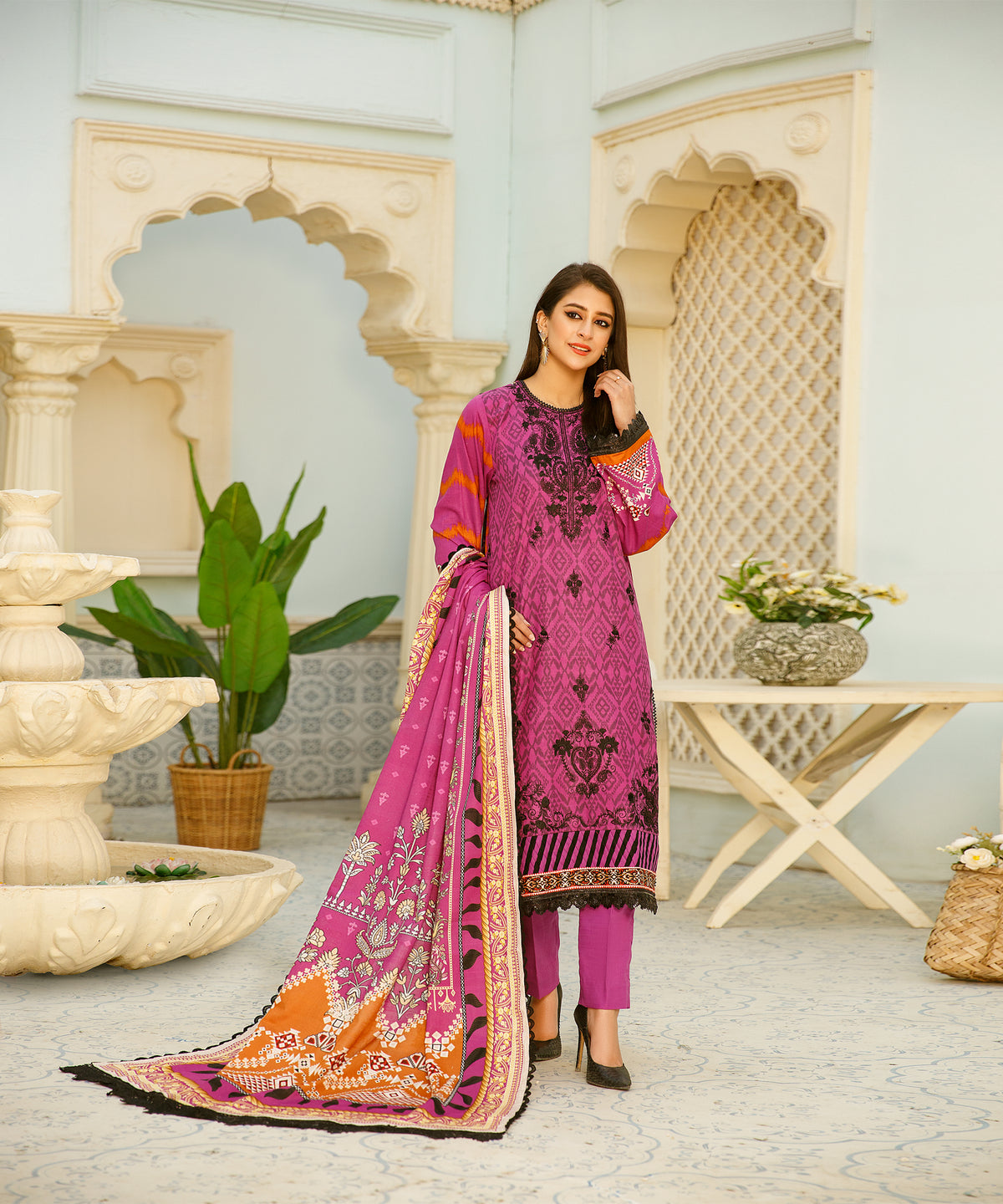 3 Piece Digital Khaddar Embroidered -136