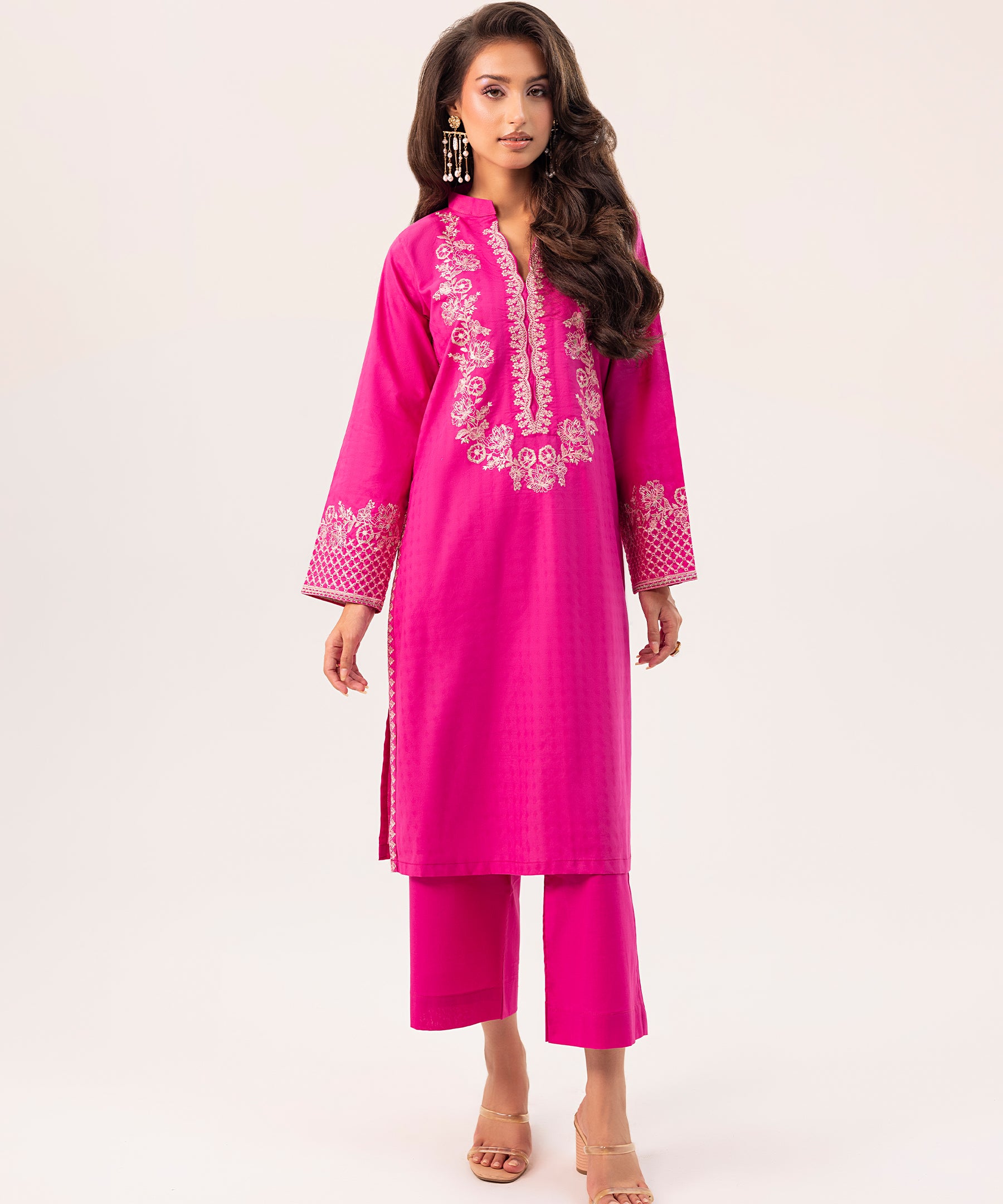 1PC Solid Embroidered Shirt - LDS 1157