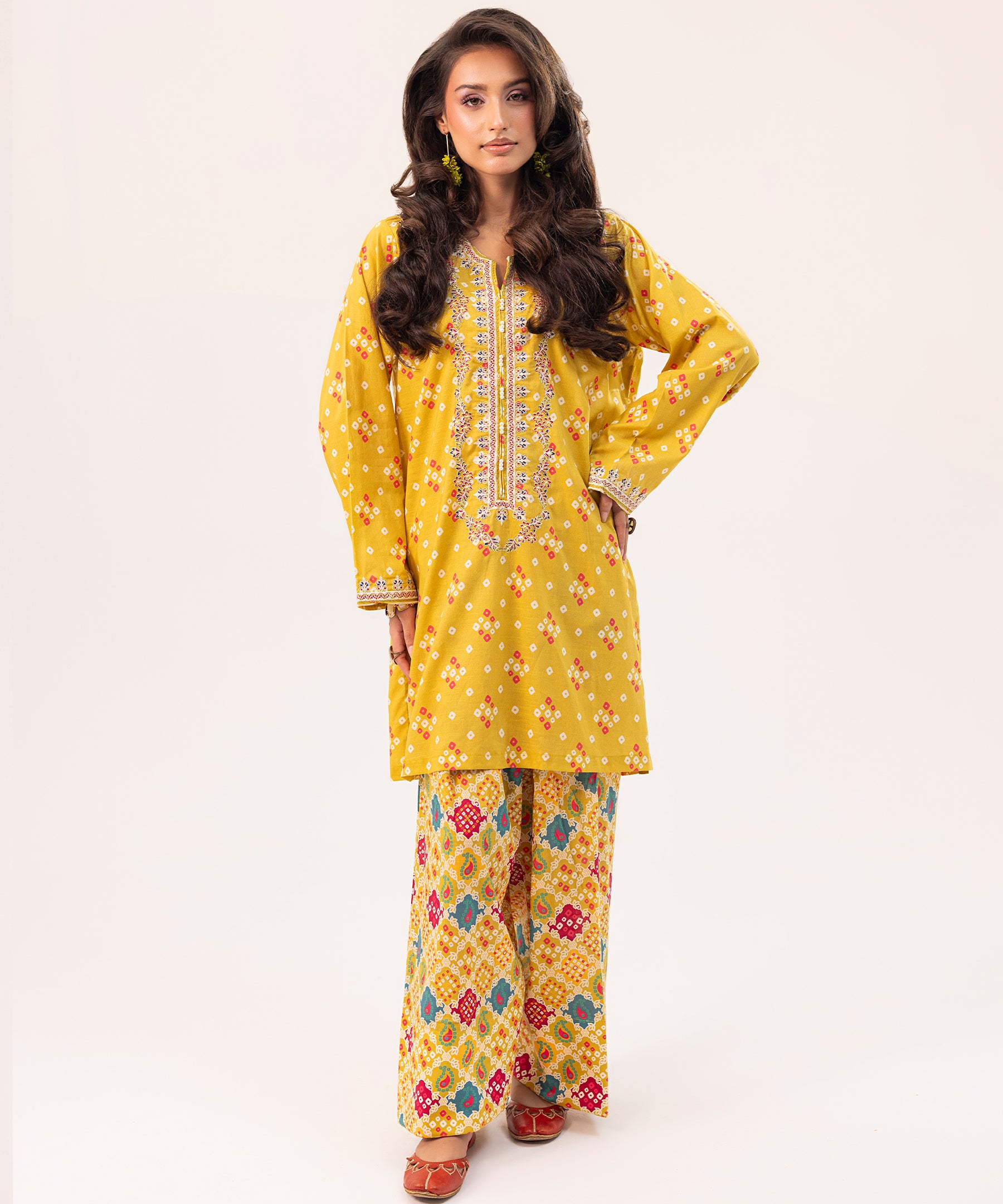 2PC Printed Embroidered Suit - LDS 1159