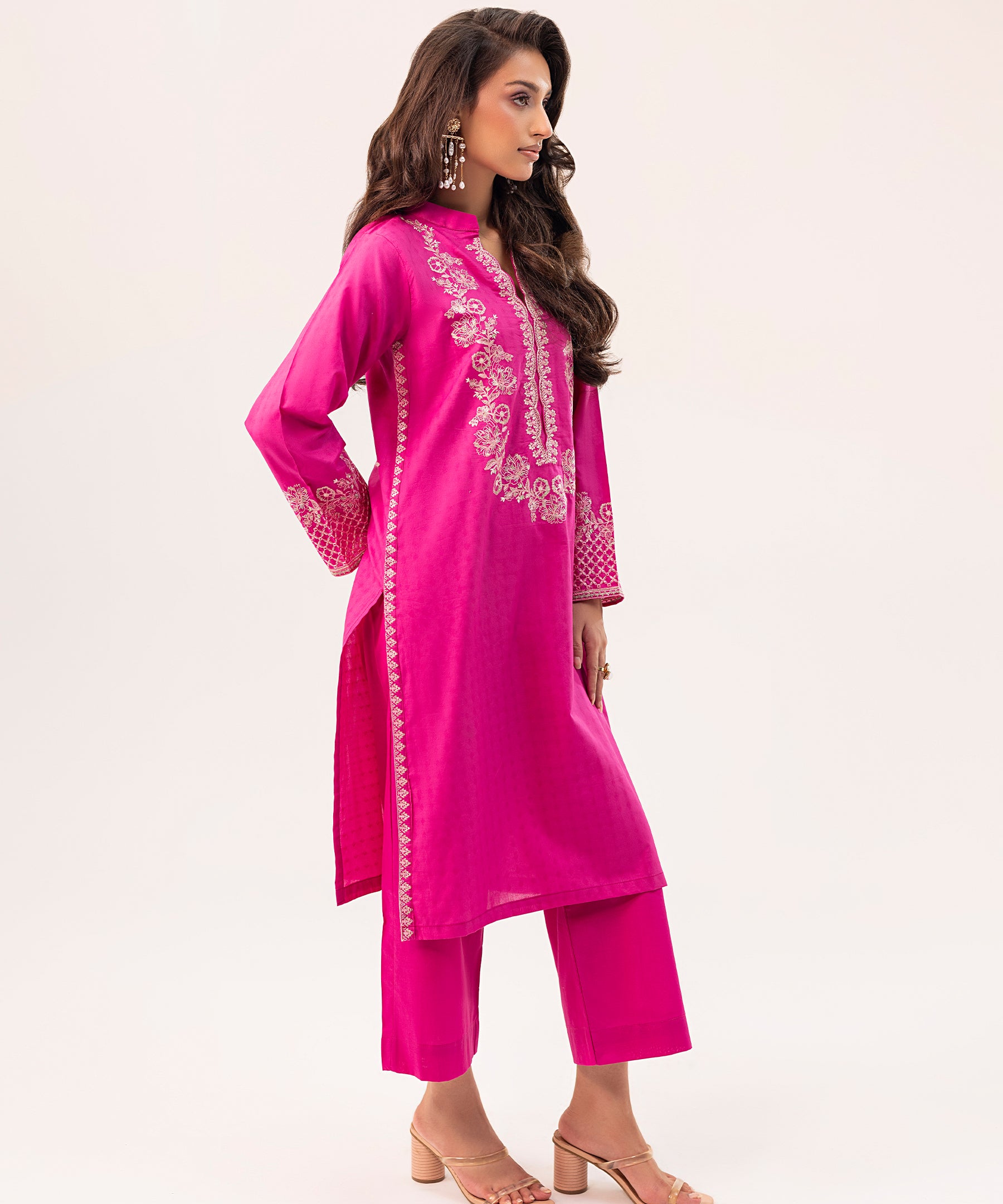 1PC Solid Embroidered Shirt - LDS 1157