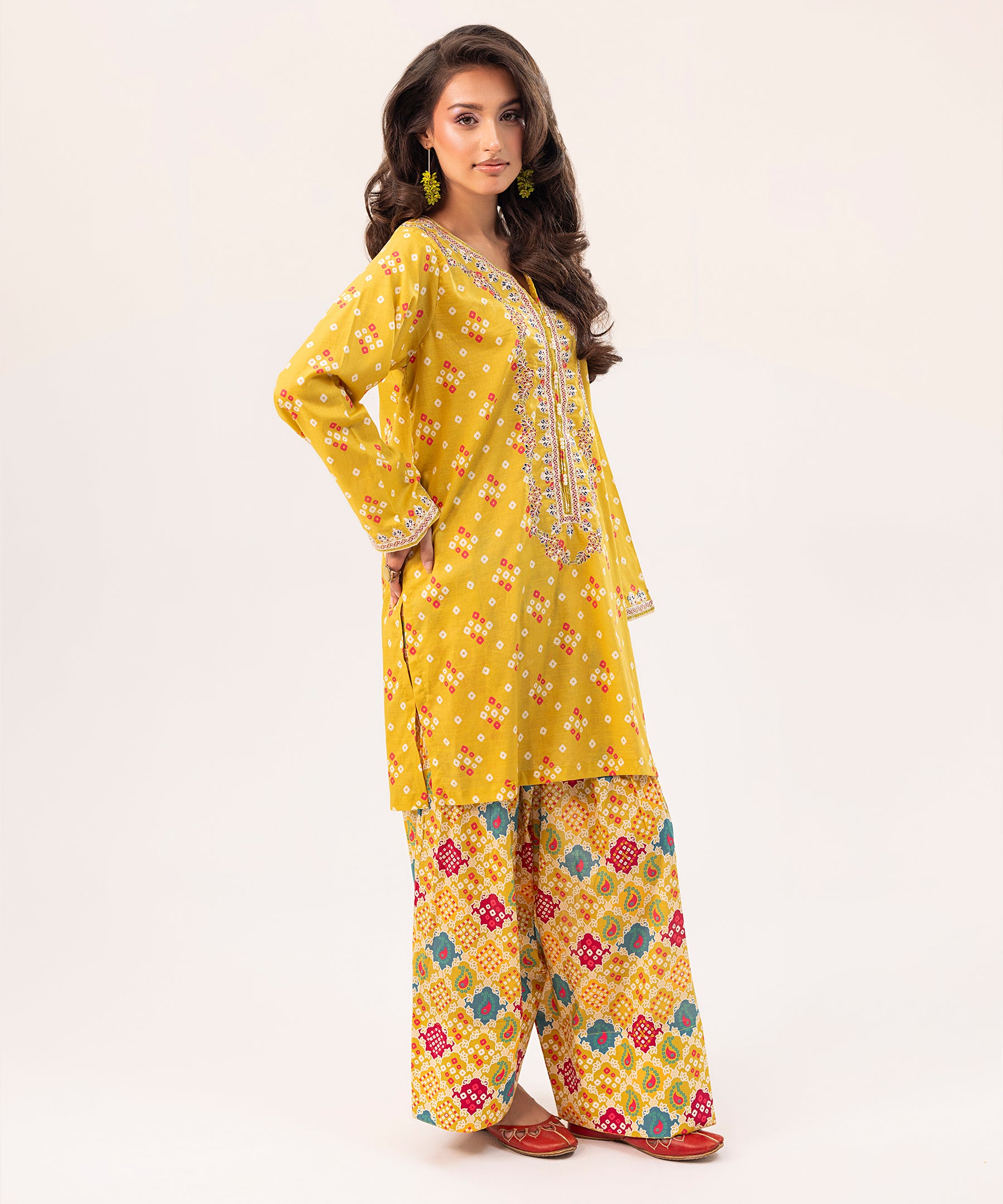 2PC Printed Embroidered Suit - LDS 1159