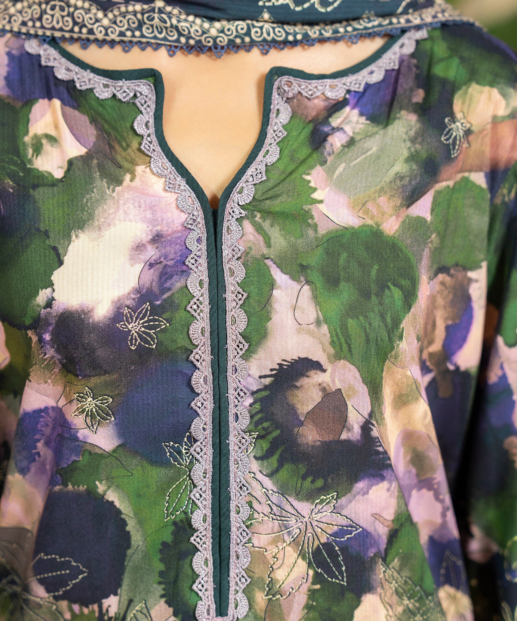 3PC Printed Textured Linen - 2002