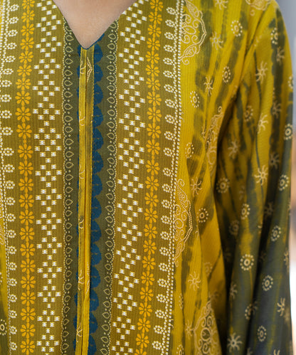 3PC Printed Textured Linen - 2003