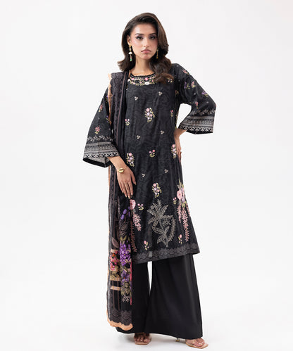 Women Printed Embroidered 3 Piece Suit - UDE201