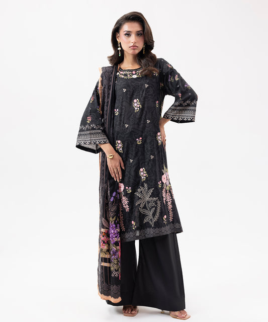 Women Printed Embroidered 3 Piece Suit - UDE201