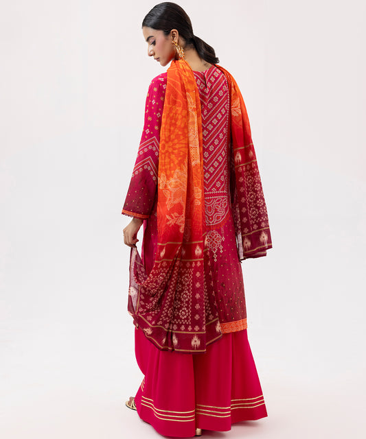 Women Printed Embroidered 3 Piece Suit - UDE202