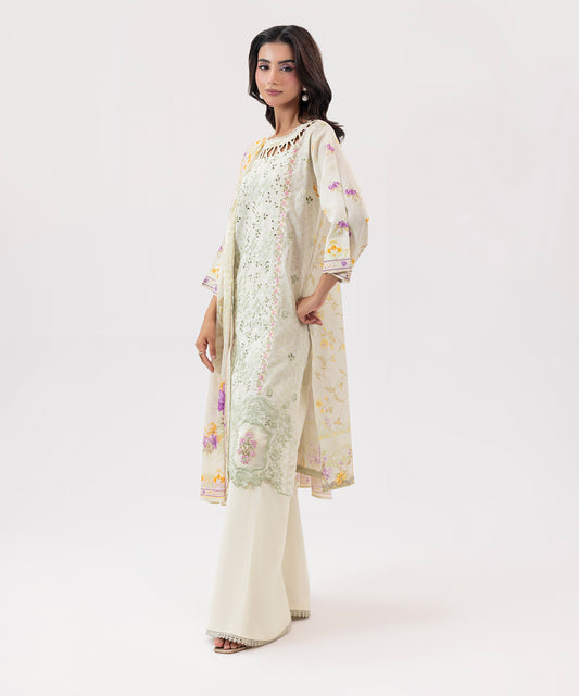 Women Printed Embroidered 3 Piece Suit - UDE203