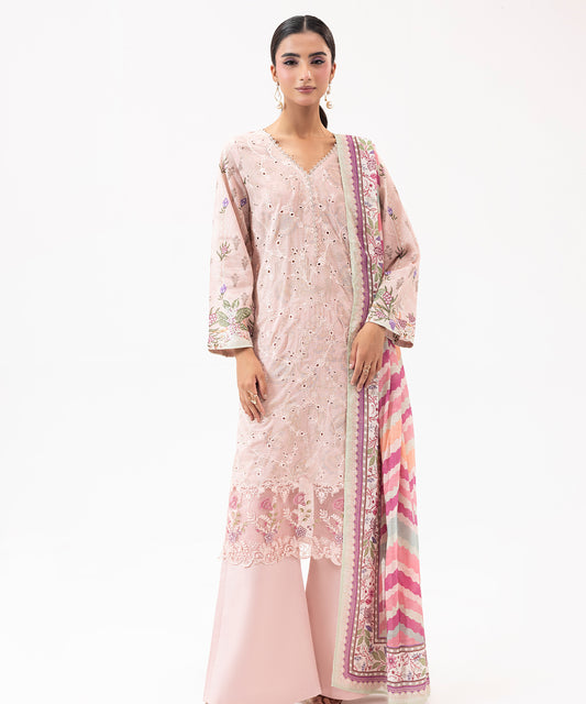 Women Printed Embroidered 3 Piece Suit - UDE204