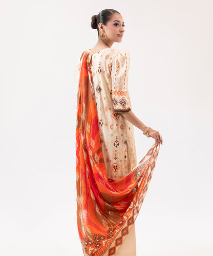 Women Printed Embroidered 3 Piece Suit - UDE205