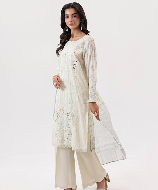 Women Printed Embroidered 3 Piece Suit - UDE206