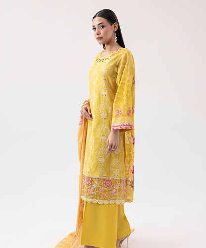 Women Printed Embroidered 3 Piece Suit - UDE207